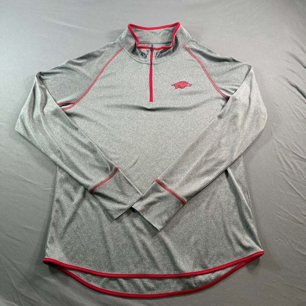 Colosseum Arkansas Razorbacks 1/4 Zip Gray Long Sleeve Pullover Jacket XXL